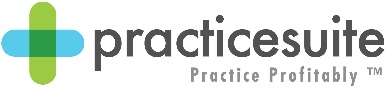 Practice Suite logo, professional blue and gray text with icon